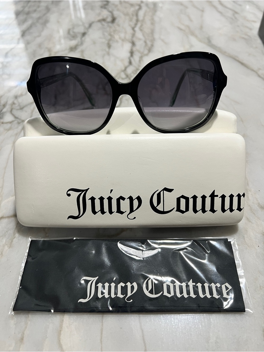 Juicy Couture Black Frame Sunglasses with Gradient Gray Lenses